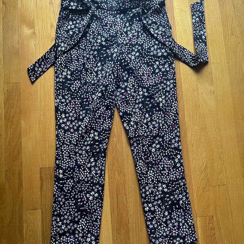Jules & Leopold Black Floral Ankle Pants